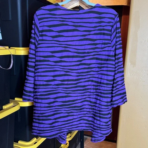 Vintage Sag Harbor Purple and Black Textured Embroidered Cardigan Blazer Size 1X - Picture 9 of 9